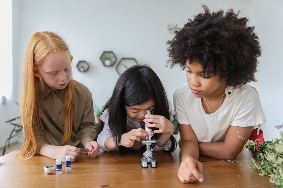 Children participating in a science workshop