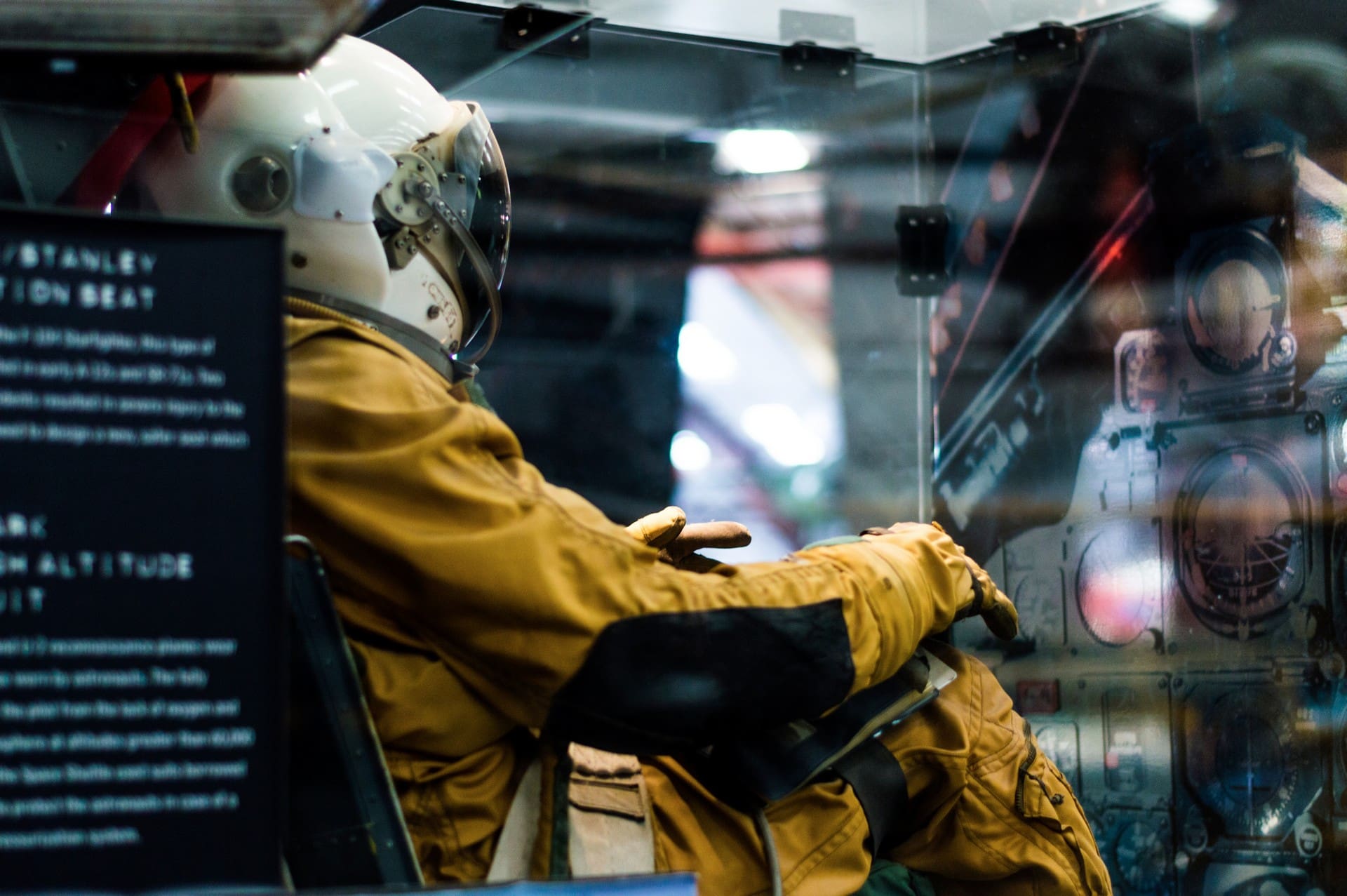 Pressure suit displayed in a museum