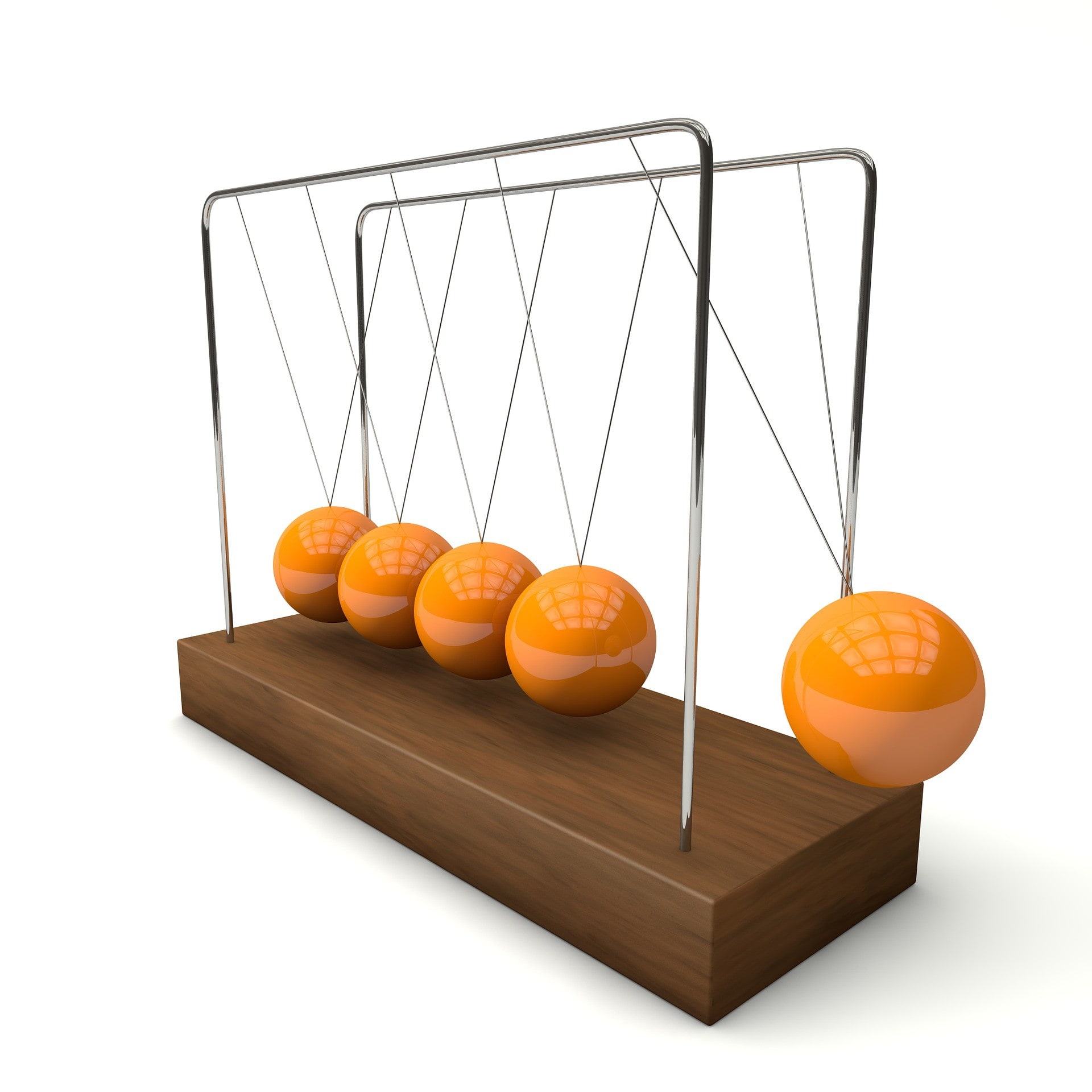 Newton's cradle demonstrating physics principles