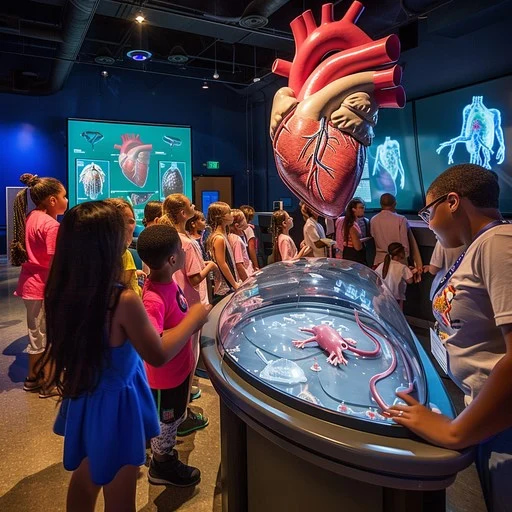 Kids playing with interactive anatomy display