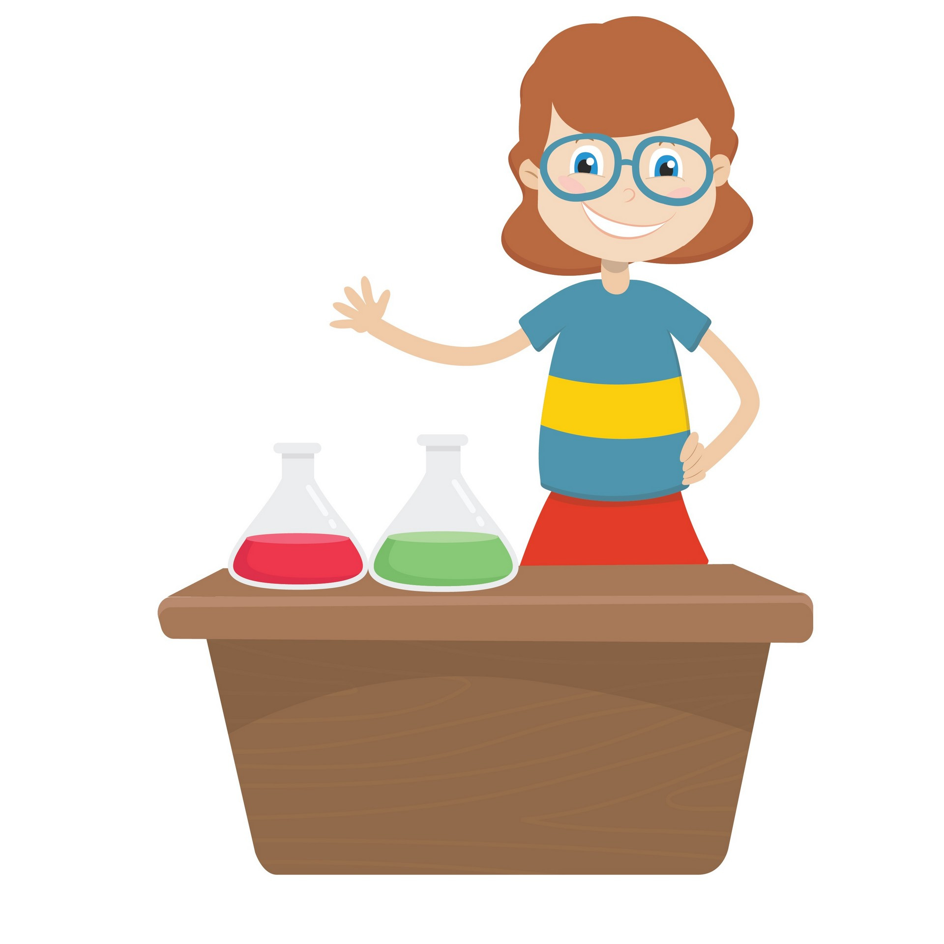Cartoon teacher doing science